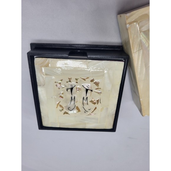 Mosaic Mother of Pearl Coaster Set - Picture 3 of 6